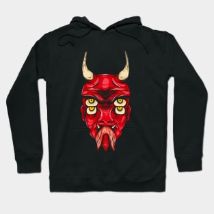 Demon Head Devil Illustration Mask Horns Hoodie